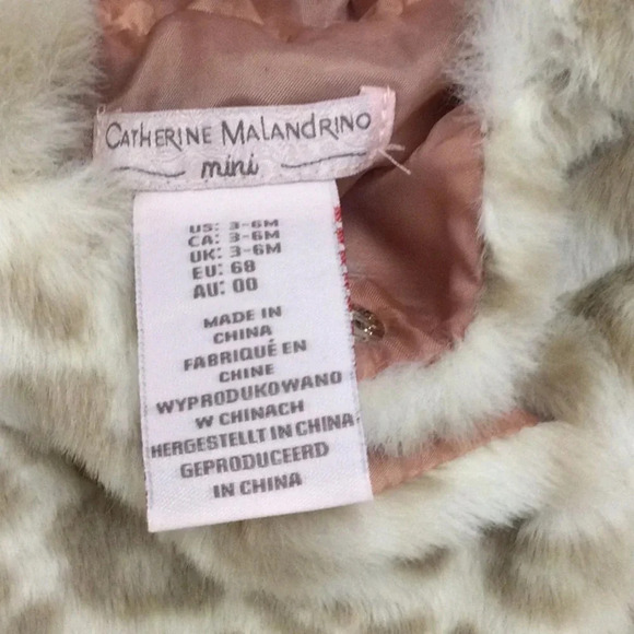 Like New Catherine Malandrino Mini Faux Fur Jacket with Bear Ears Hood size 3-6M - Picture 2 of 6